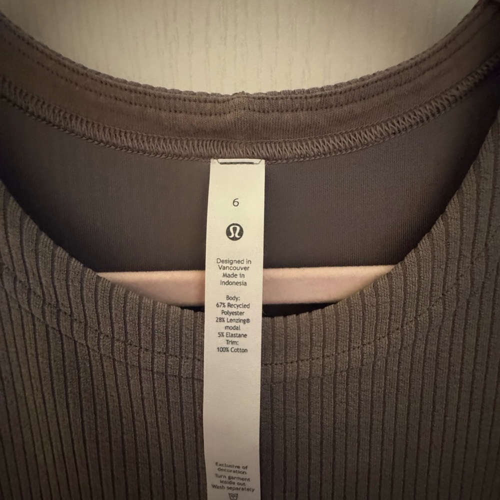 lululemon athletica Softstream Slim Fit Ribbed Midi Dress— Size 6 Color: Nomad - Picture 2 of 9
